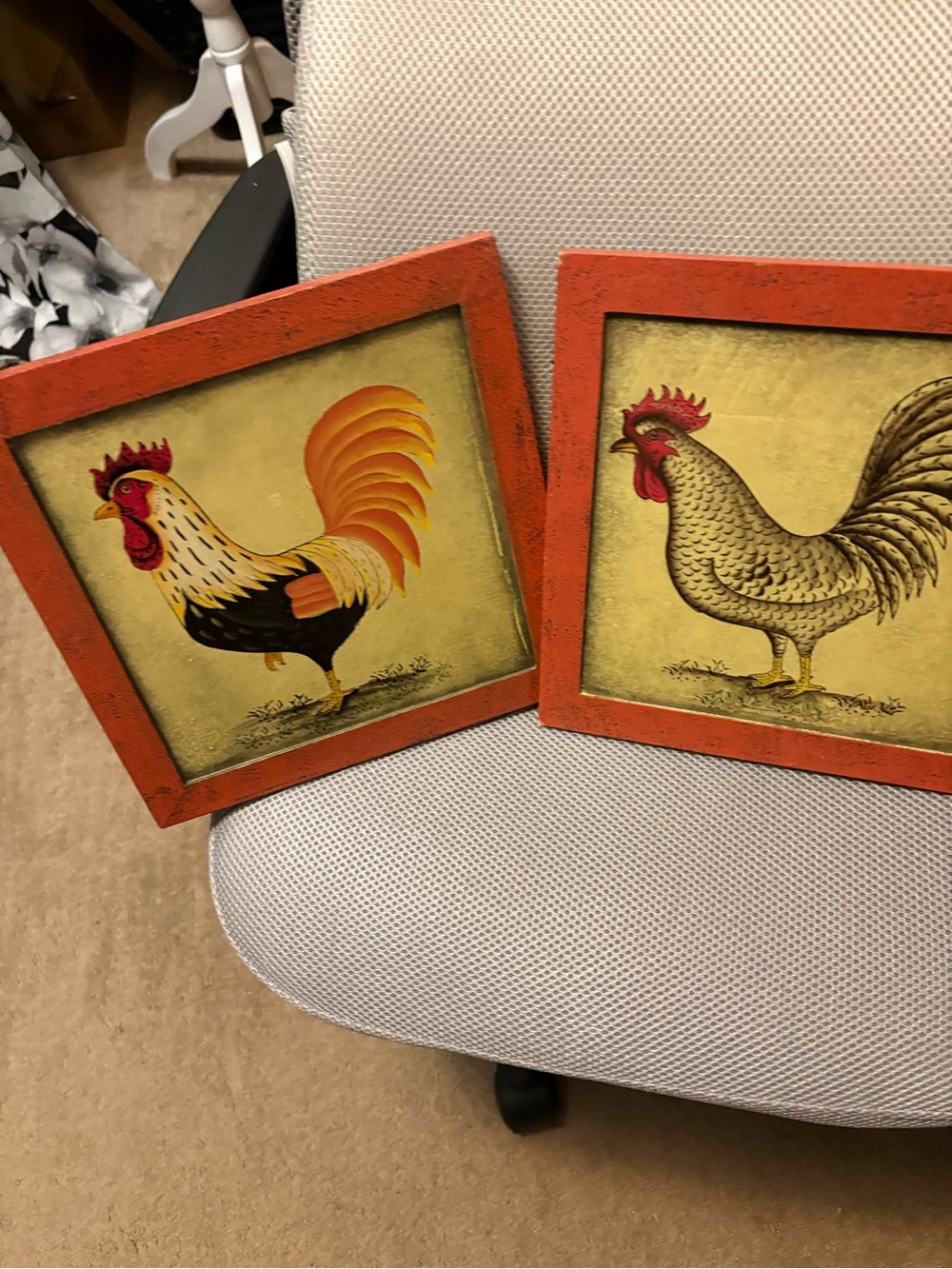 Farmhouse Rust Orange Rooster Wall Art Pair - Brand: - Picture 4 of 6
